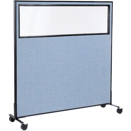 Interion By Global Industrial Interion Mobile Office Partition Panel with Partial Window, 60-1/4inW x 63inH, Blue 694986MBL